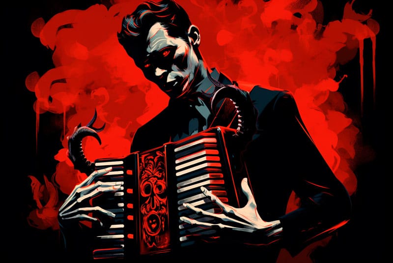 Ilustración de la Figura tocando el acordeón (Leyenda de Francisco el Hombre)