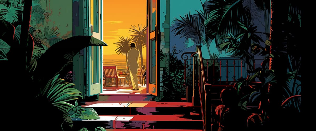 Ilustración de Gabriel García Márquez en plena soledad tropical